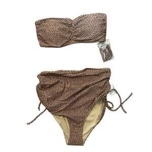 NWT A Pea In The Pod Maternity Cheetah Convertible Two Piece Swimsuit Size Small